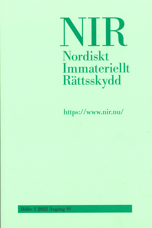 Nordiskt Immateriellt Rättsskydd nr 1 2022