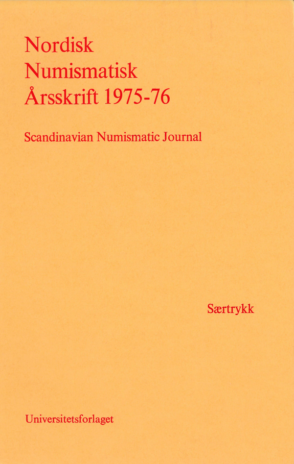 Nordisk Numismatisk Årsskrift 1975-76 (Saertryck)