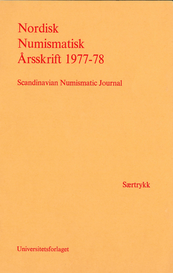 Nordisk Numismatisk Årsskrift 1977-78 (Saertryck)