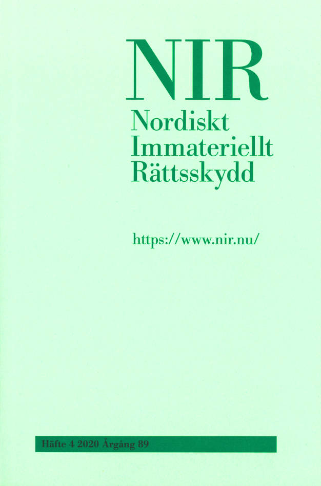 Nordiskt Immateriellt Rättsskydd nr 4 2020 
