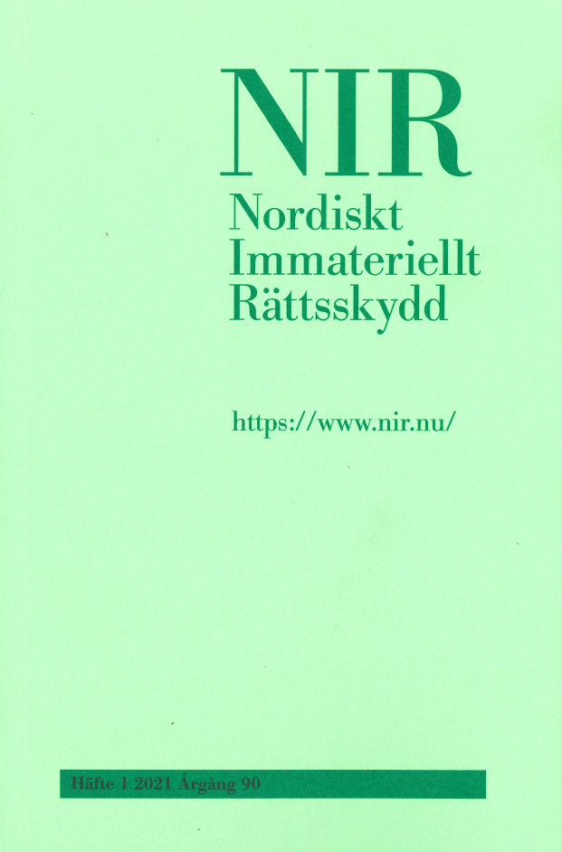 Nordiskt Immateriellt Rättsskydd nr 1 2021