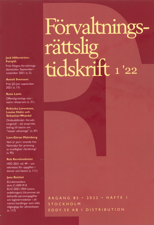 Förvaltningsrättslig tidskrift 1 2022