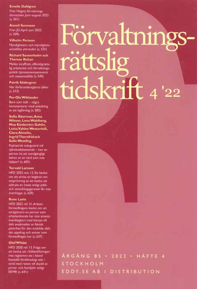 Förvaltningsrättslig tidskrift 4 2022
