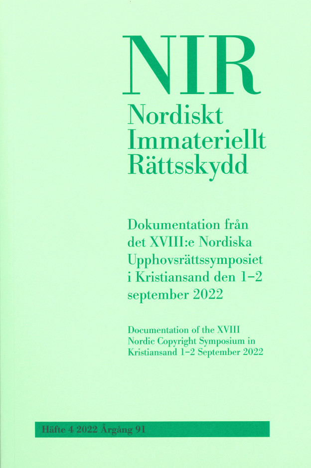 Nordiskt Immateriellt Rättskydd nr 4 2022
