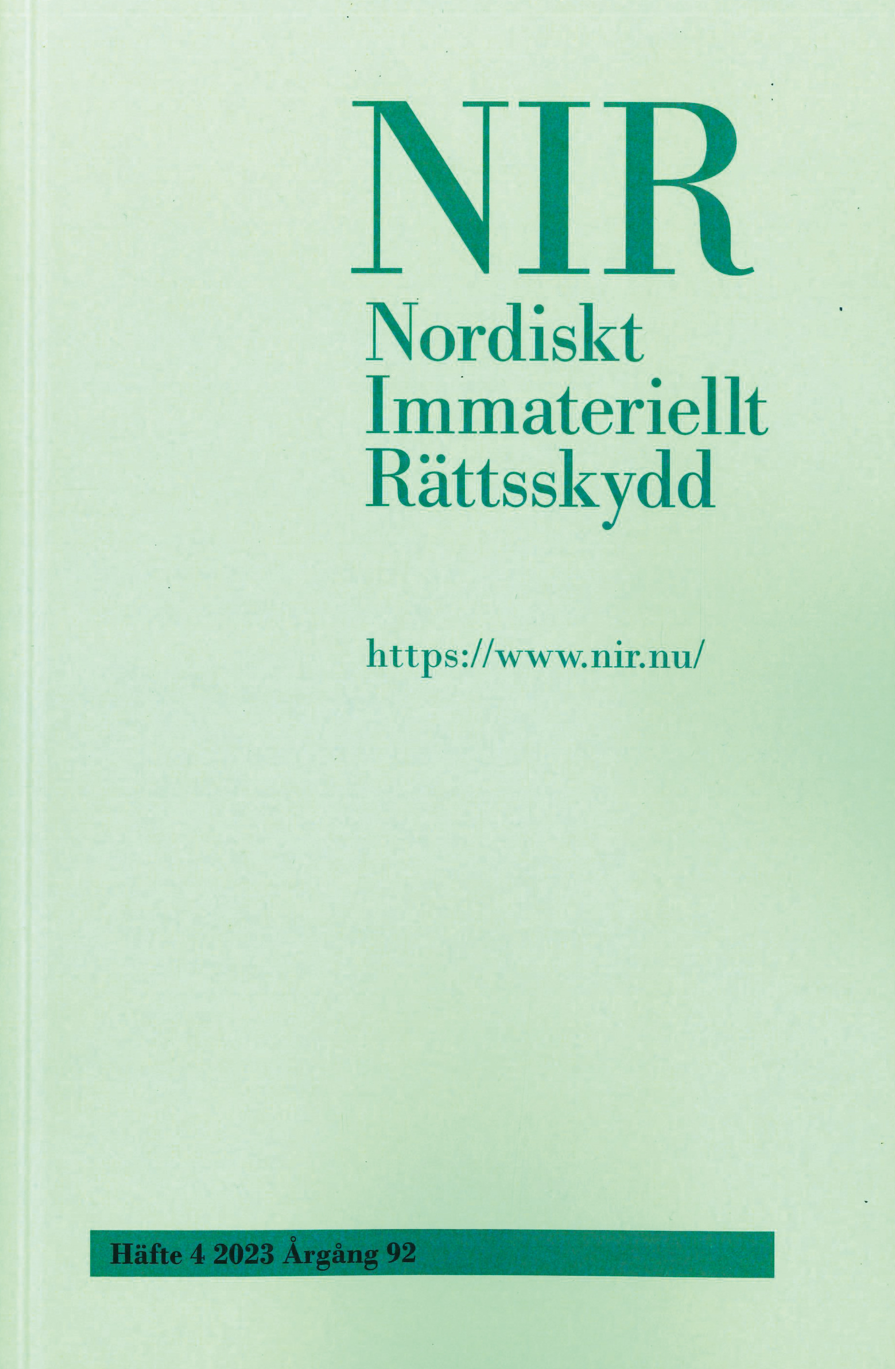 Nordiskt Immateriellt Rättsskydd nr 4 2023