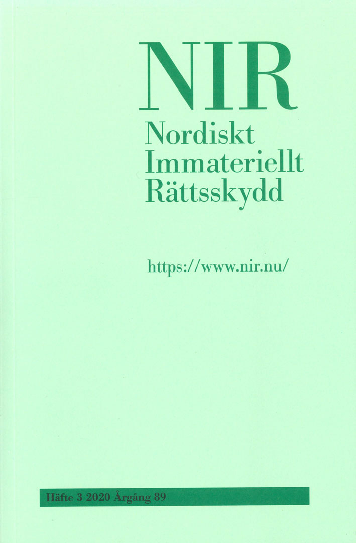 Nordiskt Immateriellt Rättskydd nr 3 2020