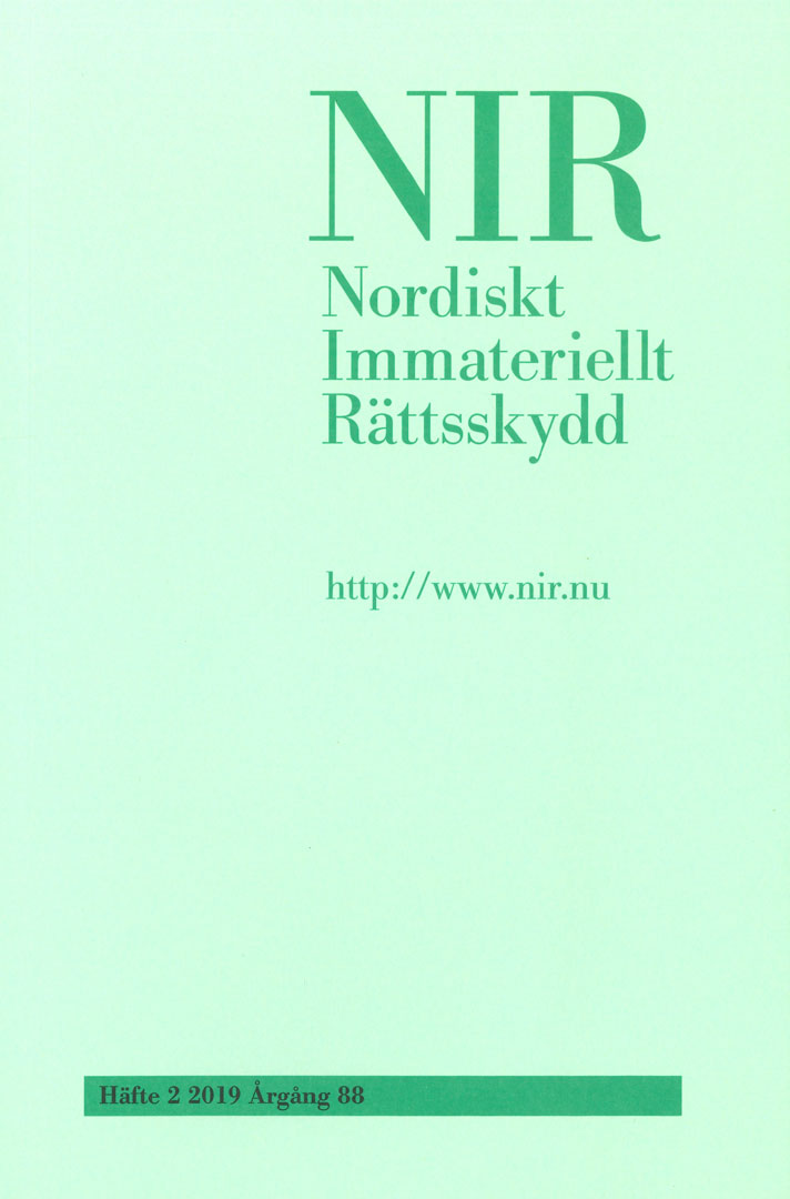 Nordiskt Immateriellt Rättskydd nr 2 2019
