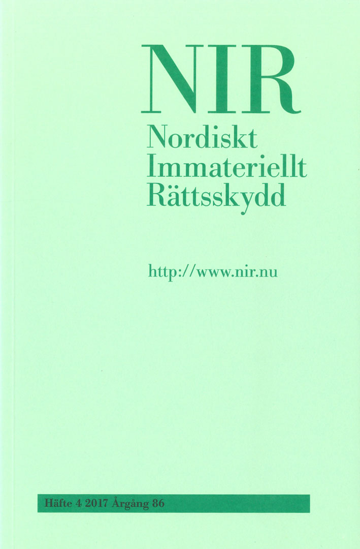 Nordiskt Immateriellt Rättskydd nr 4 2017