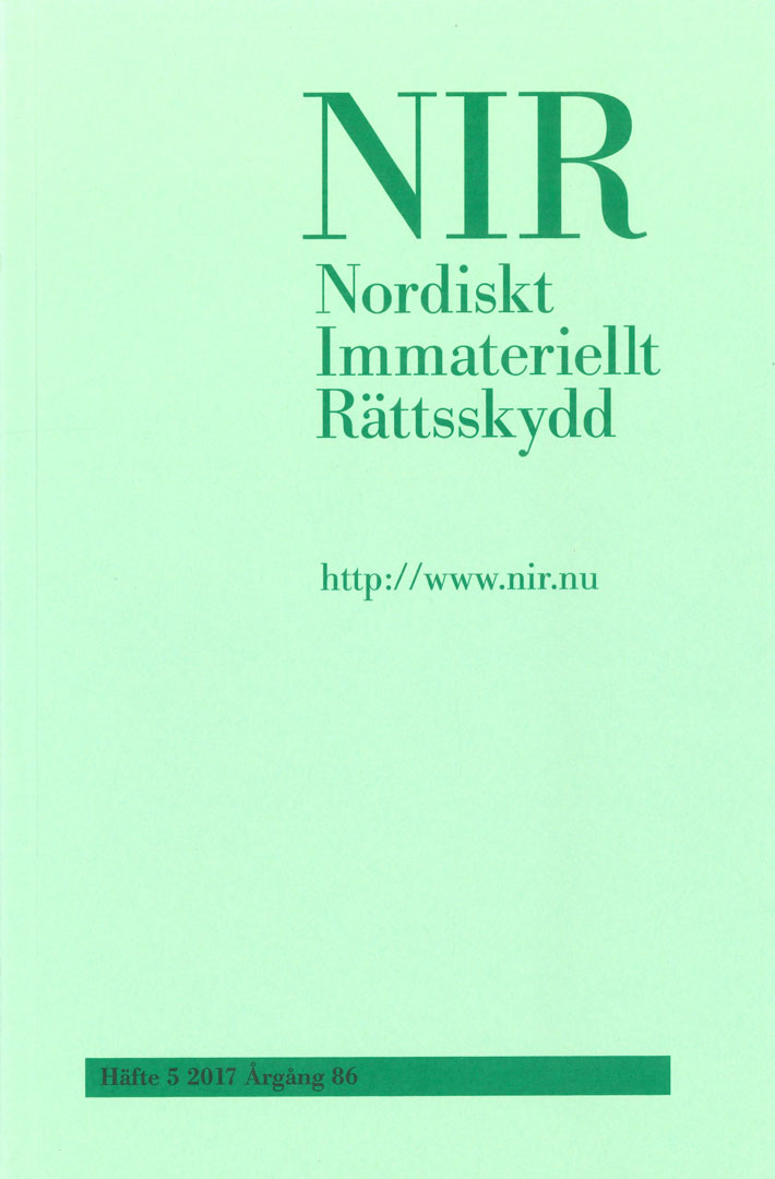 Nordiskt Immateriellt Rättskydd nr 5 2017