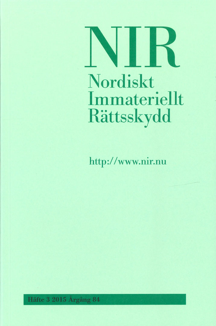 Nordiskt Immateriellt Rättskydd nr 3 2015